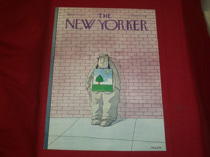 1978 APRIL 3 NEW YORKER MAGAZINE FRONT COVER ONLY - GREAT ART FOR FRAMING
