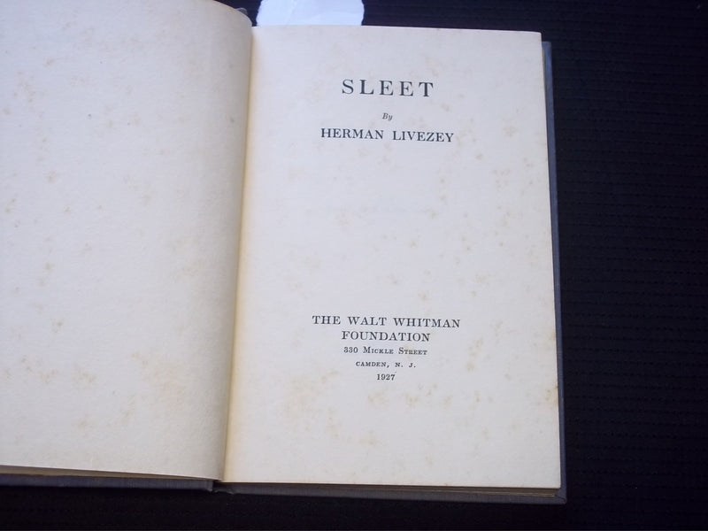 1927 SLEET HARDCOVER BOOK SIGNED BY HERMAN LIVEZEY - KD 7549