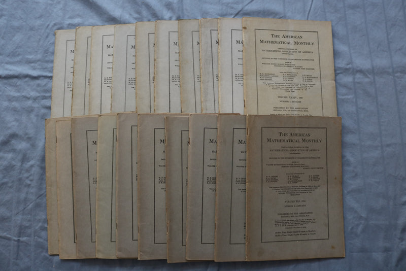 1927 & 1934 THE AMERICAN MATHEMATICAL MONTHLY MAGAZINE - LOT OF 20 - O 3881
