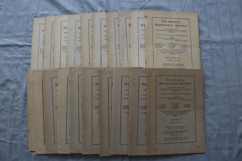 1927 & 1934 THE AMERICAN MATHEMATICAL MONTHLY MAGAZINE - LOT OF 20 - O 3881