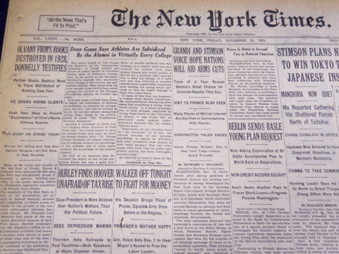 1931 NOVEMBER 20 NEW YORK TIMES - GAUSS SAYS ATHLETES SUBSIDIZED - NT 4140