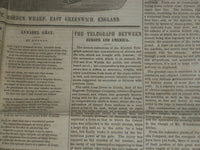 1857 APRIL 18 THE SATURDAY EVENING POST NEWSPAPER - THE ATLANTIC CABLE - NP 5055