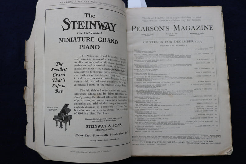 1909 DECEMBER PEARSON'S MAGAZINE - NICE STORIES, ADS & ILLUSTRATIONS - K 754