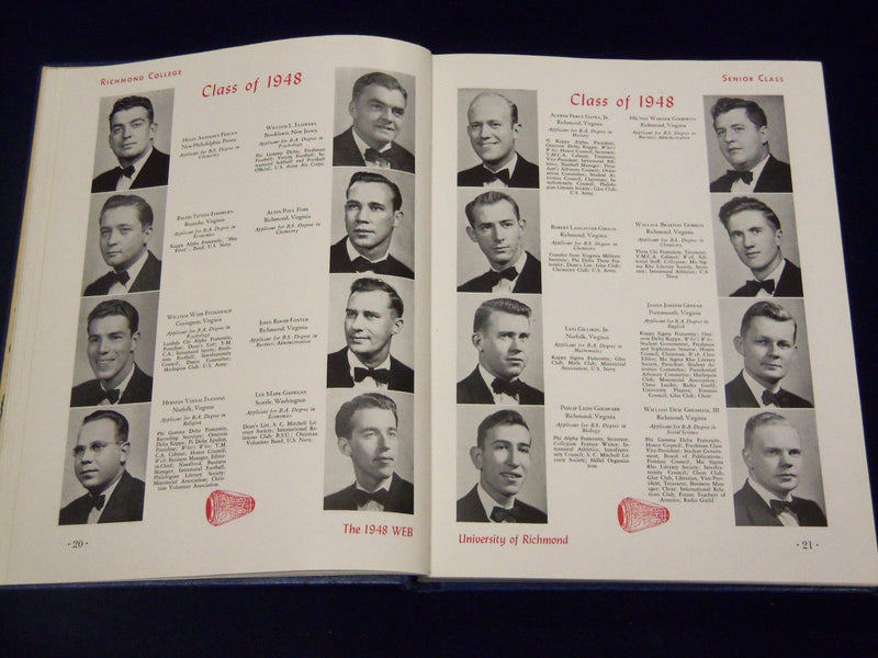 1948 THE WEB UNIVERSITY OF RICHMOND YEARBOOK - VIRGINIA - GREAT PHOTOS - YB 744
