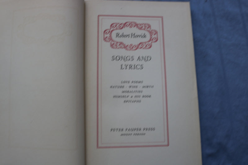 SONGS AND LYRICS HARDCOVER BOOK BY ROBERT HERRICK - K 674