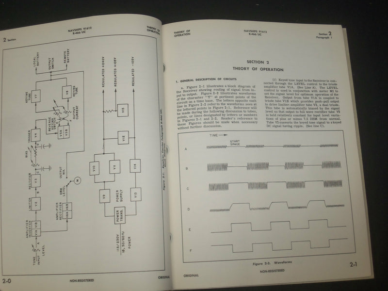 1952 NAVY INSTRUCTION BOOK FOR RECEIVER CARRIER TELEGRAPH R-466/UC - ST 997I