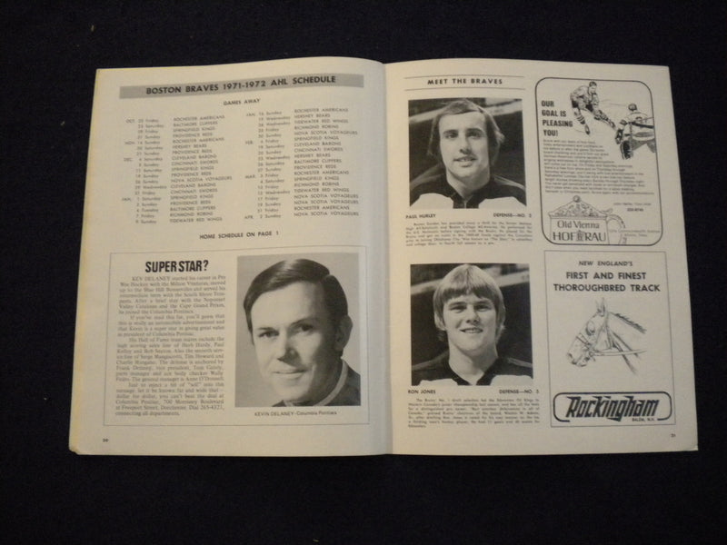 1971 OCTOBER 8 BOSTON BRAVES VS. CLEVELAND BARONS AHL HOCKEY PROGRAM - SP 3624G