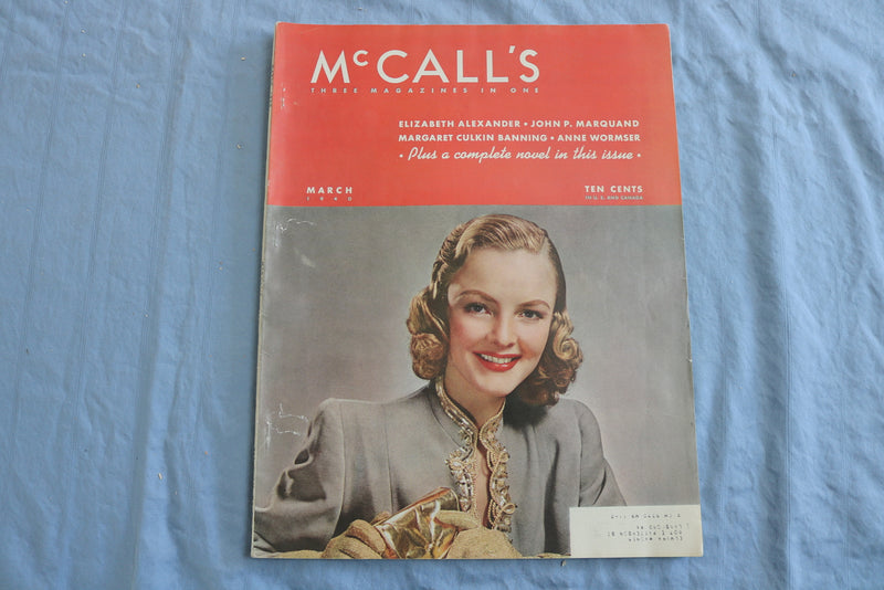 1940 MARCH MCCALL'S MAGAZINE - ELIZABETH ALEXANDER - JOHN P. MARQUAND - SP 4785Z