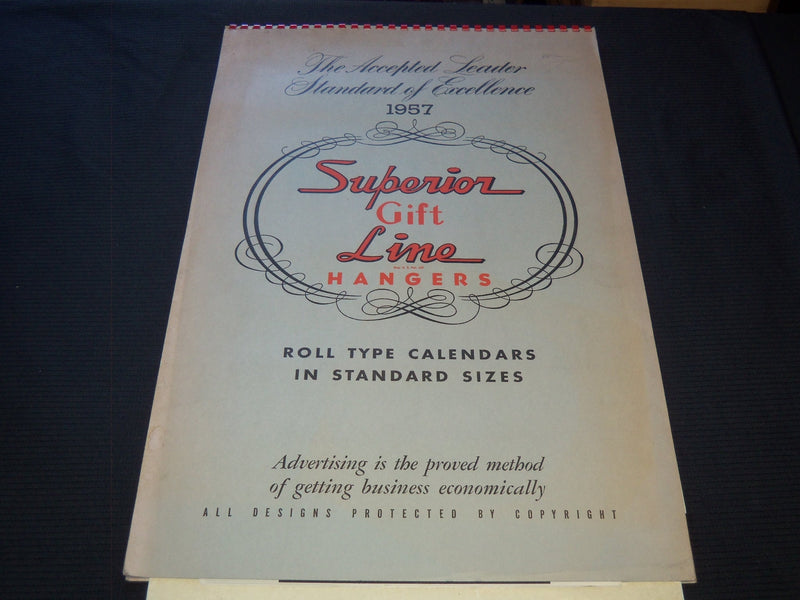1957 SUPERIOR GIFT LINE HANGERS CALENDAR SALESMAN SAMPLE SHEETS BOOK - C 7
