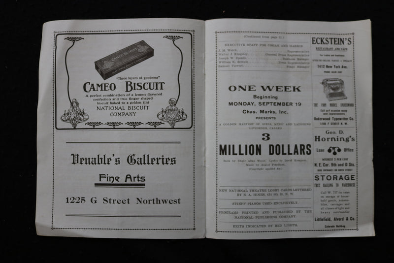 1910 SEPTEMBER 10 GET RICH QUICK WALLINGFORD PROGRAM - GEORGE M. COHAN - K 1962