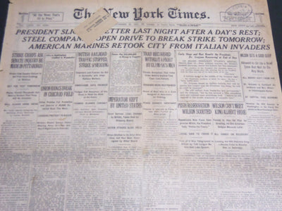1919 SEPTEMBER 28 NEW YORK TIMES - PRESIDENT SLIGHTLY BETTER LAST NIGHT- NT 7035