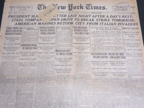 1919 SEPTEMBER 28 NEW YORK TIMES - PRESIDENT SLIGHTLY BETTER LAST NIGHT- NT 7035