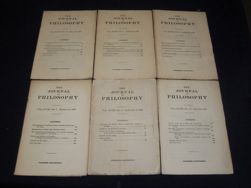1921 THE JOURNAL OF PHILOSOPHY MAGAZINE LOT OF 21 ISSUES - WR 632E