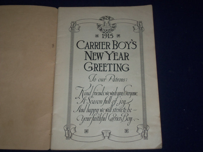 1915 NEWSPAPER CARRIER'S ANNUAL PUB. BY NEWSDEALER PROTECTIVE ASSOC. - J 446