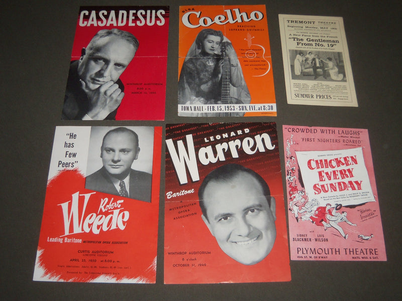 1937-1950 THEATRE & CONCERT PROMOTIONAL PIECES LOT OF 16 DIFFERENT - J 2452