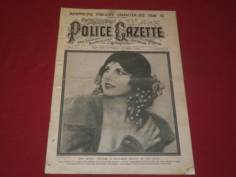 1922 OCTOBER 7 THE NATIONAL POLICE GAZETTE MAGAZINE - BOBBY JONES - B 5937