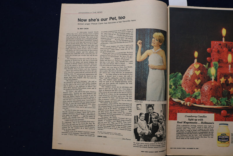 1966 NOV 20 SUNDAY NEWS COLOROTO MAGAZINE - PETULA CLARK - ARMY/NAVY - E 23219