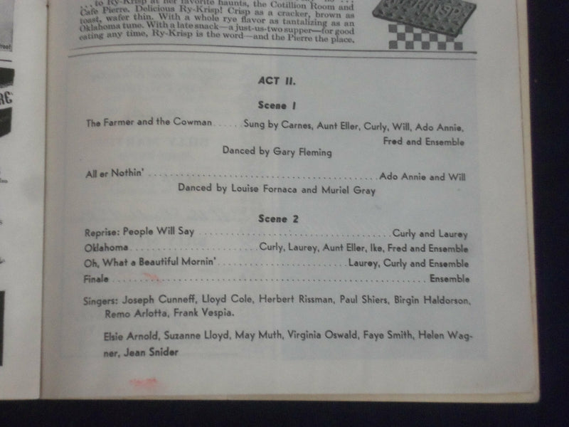 1945 MAY 6 PLAYBILL PROGRAM - OKLAHOMA - RUTH WESTON - J 6468