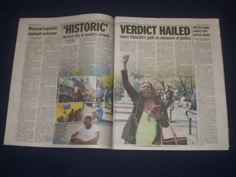 2021 APRIL 21 NEW YORK DAILY NEWS NEWSPAPER - DEREK CHAUVIN CONVICTED OF MURDER