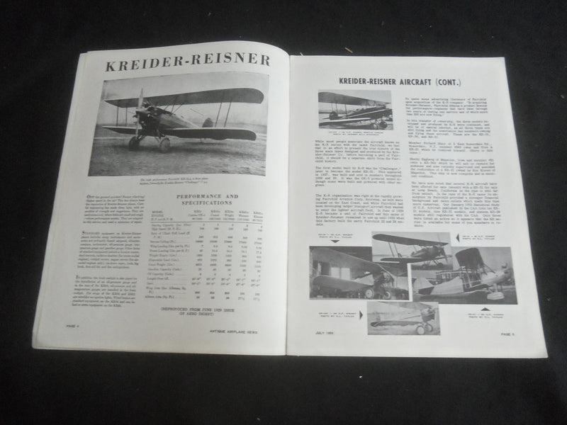 1956 JULY ANTIQUE AIRPLANCE NEWS MAGAZINE - KEEP THE ANITQUES FLYING! - B 5536Z