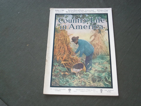 1912 OCTOBER 1 COUNTRY LIFE IN AMERICA MAGAZINE - GREAT COVER & ADS - F 489
