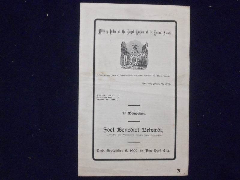 1910 JOEL BENEDICT ERHARDT MEMORIAL SOFTCOVER BOOKLET - K 230