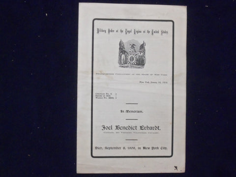 1910 JOEL BENEDICT ERHARDT MEMORIAL SOFTCOVER BOOKLET - K 230