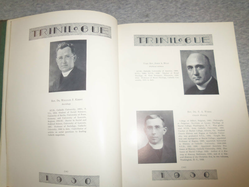 1930 THE TRINILOGUE TRINITY COLLEGE YEARBOOK - WASHINGTON, D.C. - YB 2501
