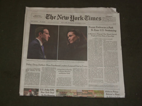 2018 NOVEMBER 15 NEW YORK TIMES - FACEBOOK - MARK ZUCKERBERG - PRIVACY BREACHES