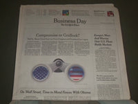 2012 NOVEMBER 8 NEW YORK TIMES NEWSPAPER - OBAMA GREETED BY LOOMING - NP 2723