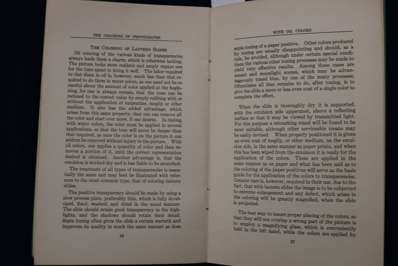 1926 THE COLORING OF PHOTOGRAPHS = SOFTCOVER BOOK BY N.H. DURHAM - K 1488