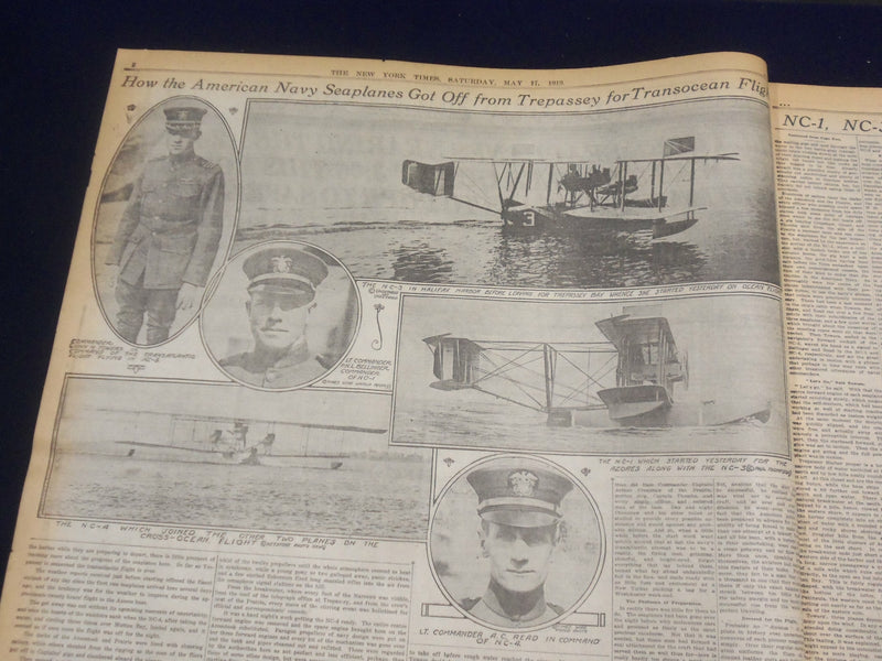 1919 MAY 17 NEW YORK TIMES - ALL 3 SEAPLANES NEARING THE AZORES - NT 9250