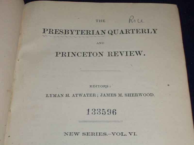 1877-1882 THE PRINCETON REVIEW BOUND VOL. LOT OF 3 - PRESBYTERIAN - KD 1187