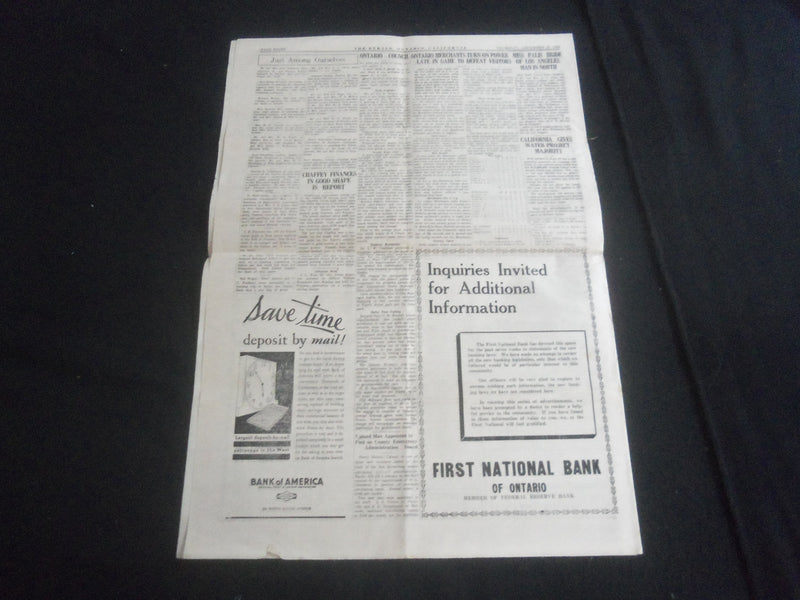 1933 JAN 19 & DEC 11 ONTARIO (CA) WEEKLY HERALD NEWSPAPER - LOT OF 2 - NP 5761