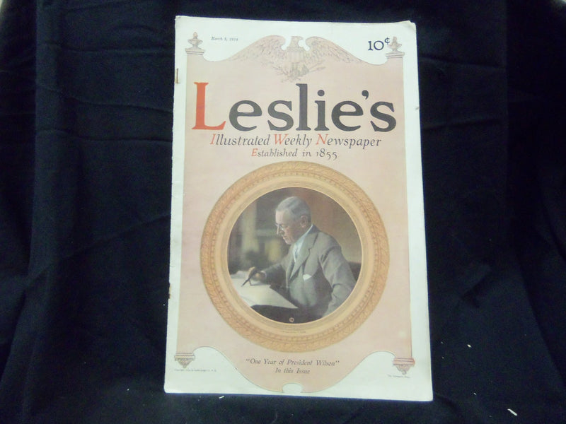 1914 MARCH 5 LESLIE'S WEEKLY MAGAZINE - ONE YEAR OF PRESIDENT WILSON - ST 1267
