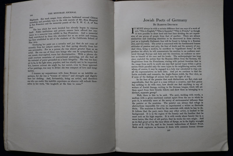 1924 APRIL-MAY THE MENORAH JOURNAL - MAX BROD - K 1602