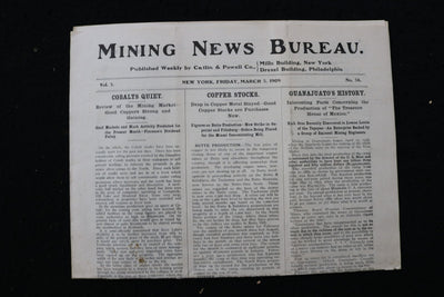 1909 MARCH 5 MINING NEWS BUREAU NEWSPAPER - CATLIN & POWELL CO. - K 2946