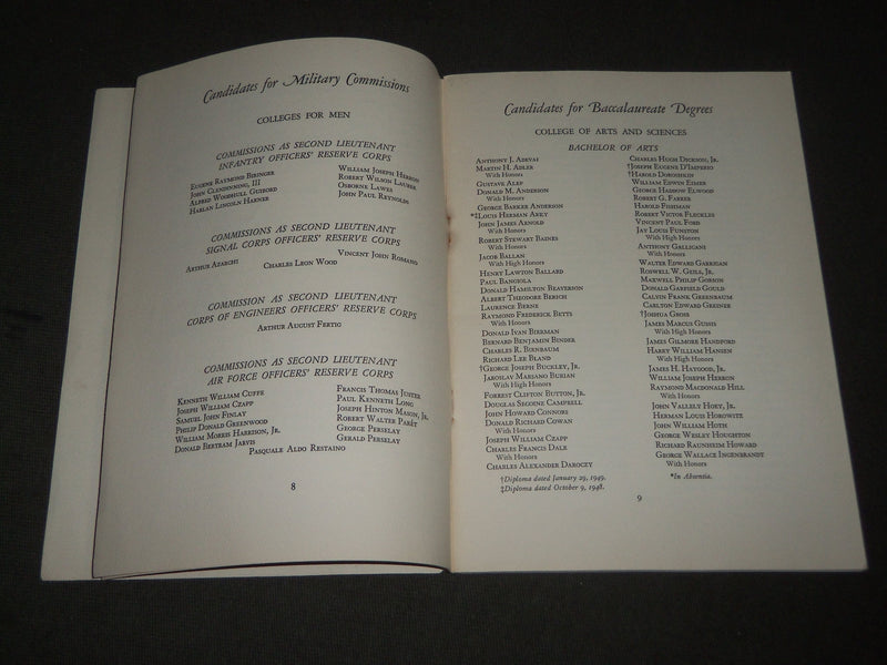 1949 JUNE 12 RUTGERS UNIVERSITY COMMENCEMENT PROGRAM - NEW JERSEY - J 2780