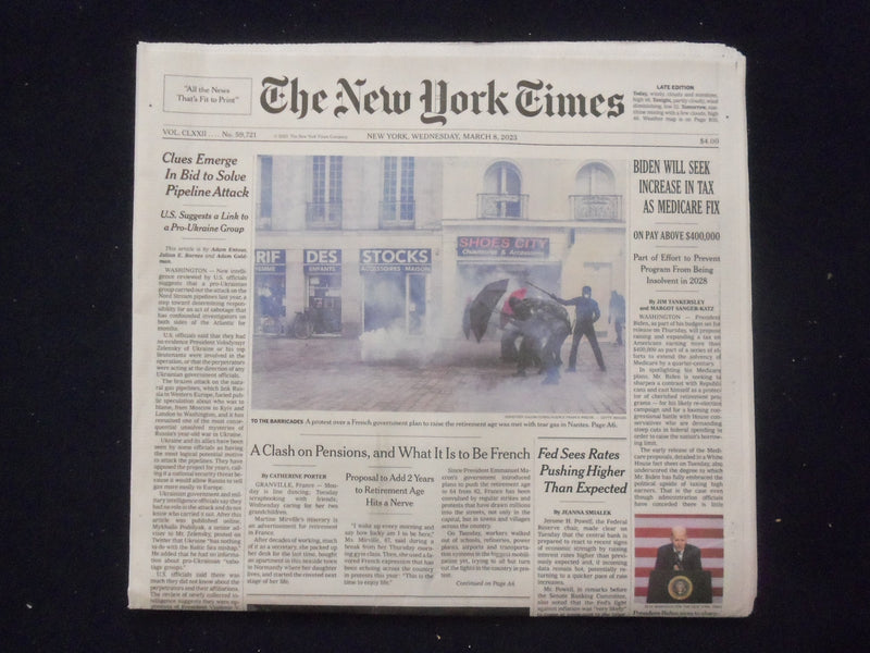 2023 MARCH 8 NEW YORK TIMES - BIDEN WILL SEEK INCREASE IN TAX AS MEDICARE FIX
