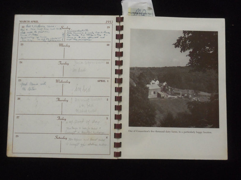 1953 CONNECTICUT YEAR CALENDAR SOFTCOVER BOOK BY DAN STILES - J 9939