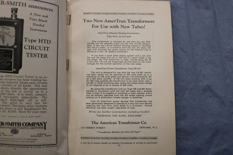 1927 AUGUST PROCEEDINGS OF INSTITUTE OF RADIO ENGINEERS SOFTCOVER BOOK - K 3234