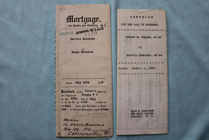 1938-1939 NEW JERSEY MORTGAGE AND PROPERY SALE CONTRACT - LOT OF 2 - K 2576