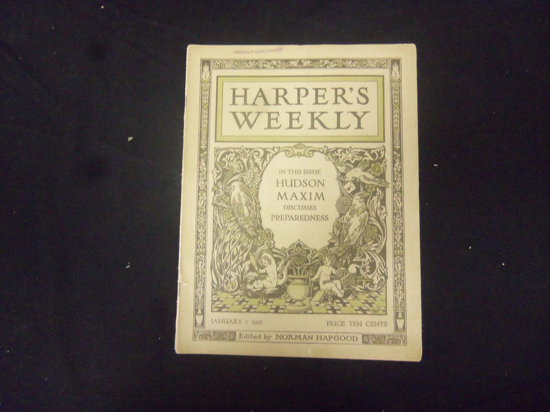 1916 JANUARY 8 HARPER'S WEEKLY MAGAZINE - NICE PHOTOS & ILLUSTRATIONS - ST 2517