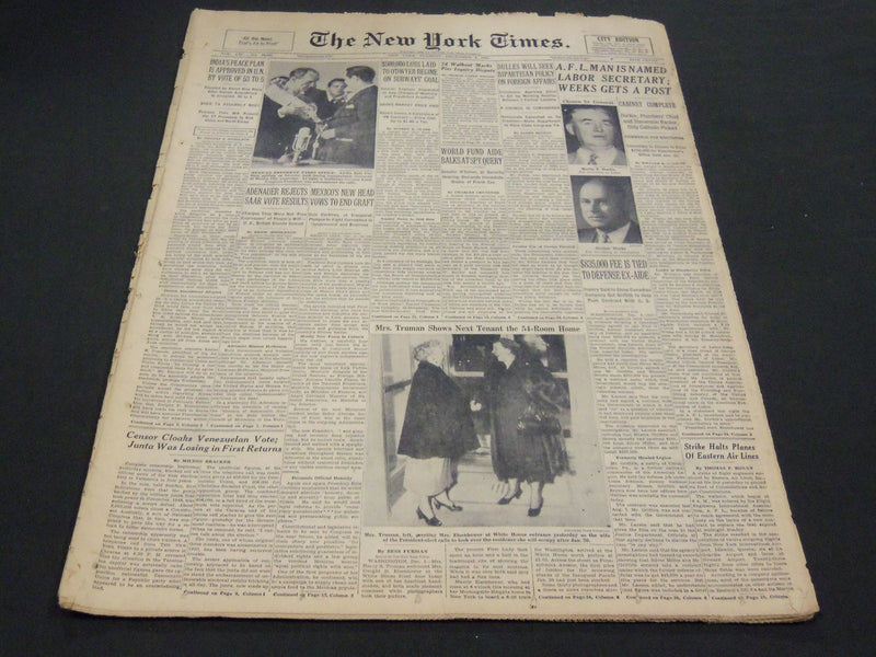 1952 DEC 2 NEW YORK TIMES - A. F. L. MAN IS NAMED LABOR SECRETARY - NT 4549