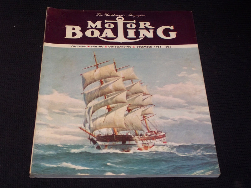 1956 DECEMBER MOTOR BOATING MAGAZINE BEAUTFUL ILLUSTRATED FRONT COVER - E 4378