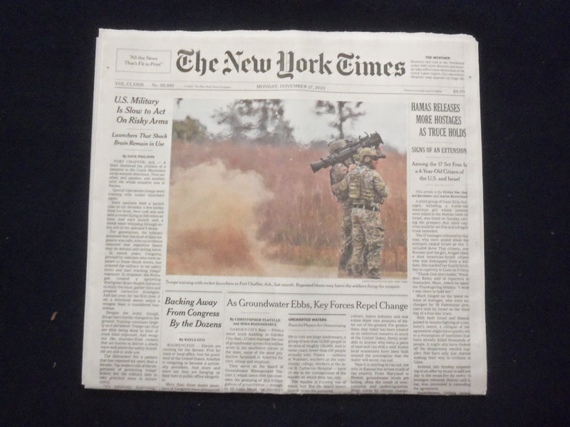 2023 NOVEMBER 27 NEW YORK TIMES - HAMAS RELEASES MORE HOSTAGES AS TRUCE HOLDS