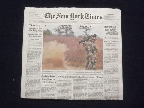 2023 NOVEMBER 27 NEW YORK TIMES - HAMAS RELEASES MORE HOSTAGES AS TRUCE HOLDS
