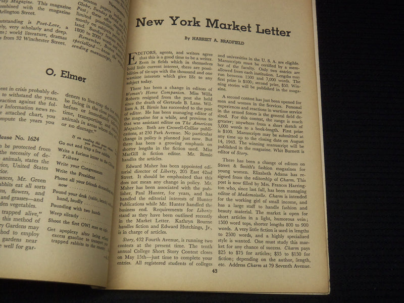 1943 MAY WRITER'S DIGEST MAGAZINE - MATHIEU - YEWDALE - ROBERTS - K 1034