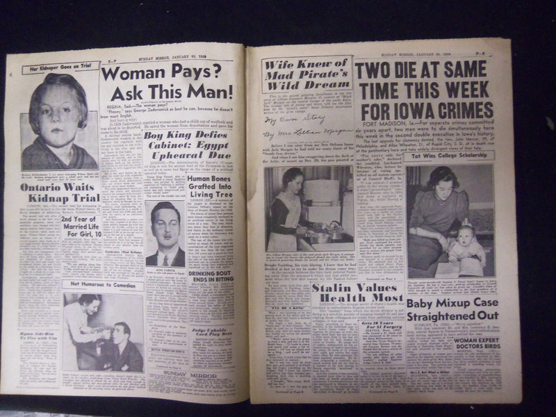 1938 JAN 30 NY SUNDAY MIRROR-GROWING NUMBER OF GIRL SLAYERS CAUSING ALARM-NP2254