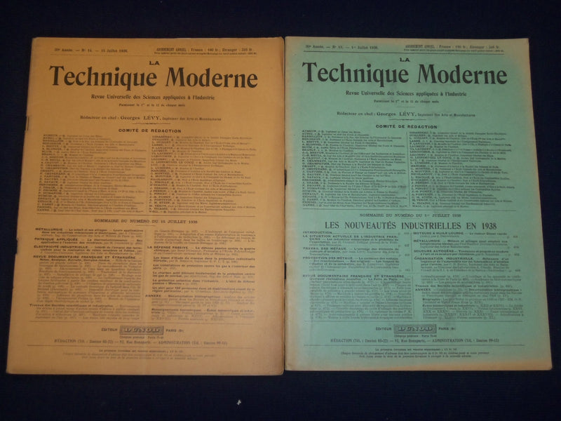 1938 LA TECHNIQUE MODERNE FRENCH MAGAZINE LOT OF 7 ISSUES - GREAT ADS - O 2713